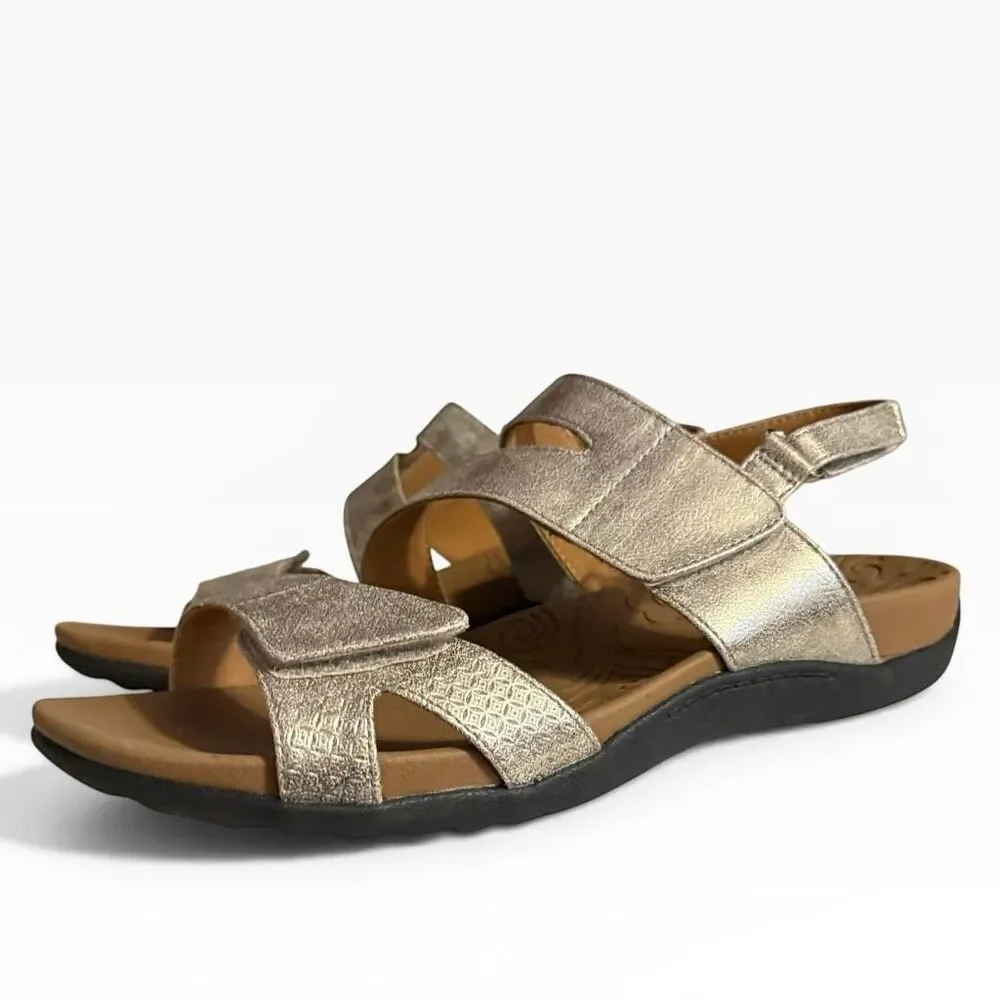 Rockport Ridge Asymmetrical Sandals Women's size 8.5 Adjustable Metallic Gold